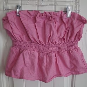 Entro Pink Smocked Peplum Sleeveless Top